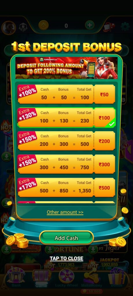 Rummy Top Bonus 1550